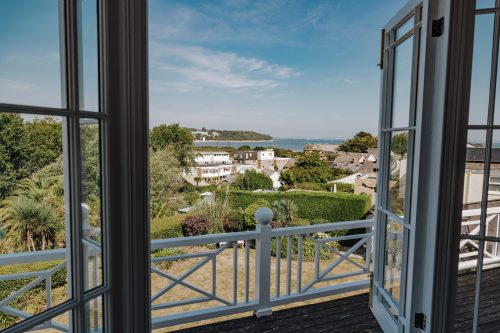 view over the harbour and across the solent from the bedroom balcony doors