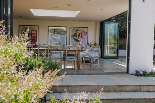 kitchen and patio of a large home