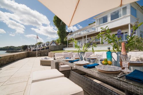 patio and garden dining set by the beach