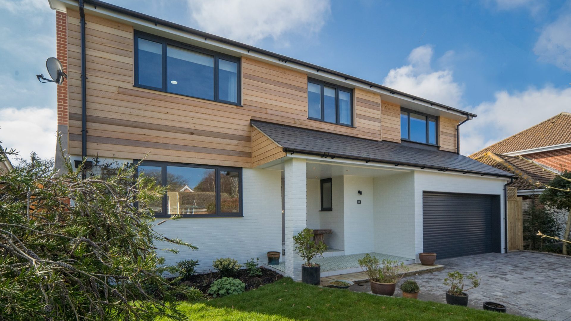 front door and driveway