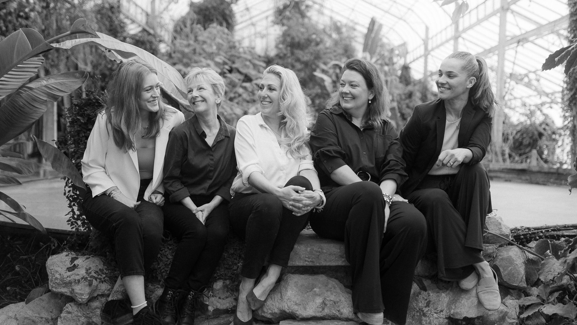 team members sat together at the Ventnor botanical gardens